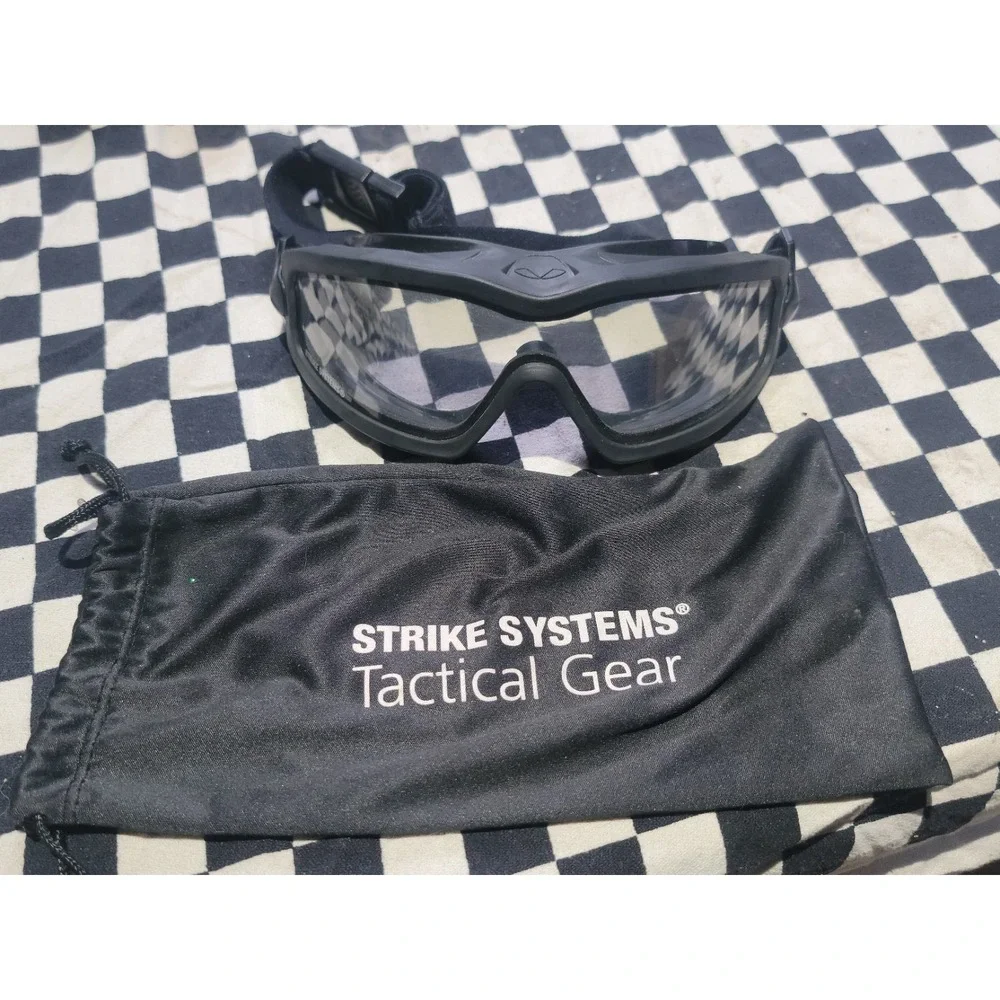 Strike Systems Tactical Gear Goggles Clear Lens‎ Airsoft Safety Glasses w Bag